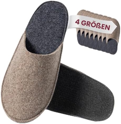 easy and green Wollfilz Gästehausschuhe Set mit Anti-Rutsch Sohle - Made in Germany - Gästepantoffeln Unisex Hausschuhe Gäste EU 36-47