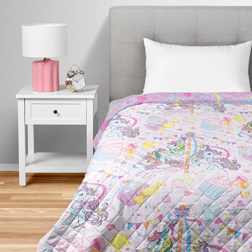 NORTHWEST My Little Pony Pony Party Quilted Blanket, Comfy Bed Couch Throw, Adults Boys Girls, All Seasons Blanket, 60 x 80 inches