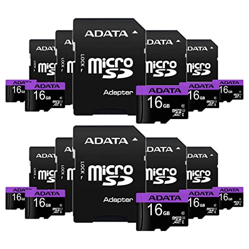 Tarjetas De Memoria, Personal Computer PSA Kit de Memorias 16 GB UHS-I Clase 10 Color Morada/Negro (Modelo AUSDH16GUICL10-RA1) con Adaptador, Alta Durabilidad y Velocidad, COMPUTO Y PAPELERIA (10...