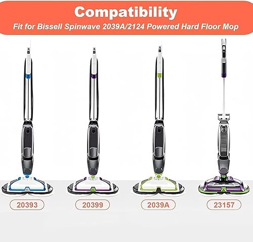 Miniatura 9 de Paquete de 6 almohadillas de repuesto para trapeador Bissell Spinwave 20399 23157 23159 2039A 2124A 20393 2039T 2039W 20391 20395 2307 2315A