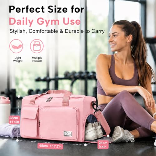 Image of FIORETTO Women's Gym Duffle Bag with Shoes Compartment, 30L Capacity, Ideal for Travel, Gym, Sports, Duffel, Weekender