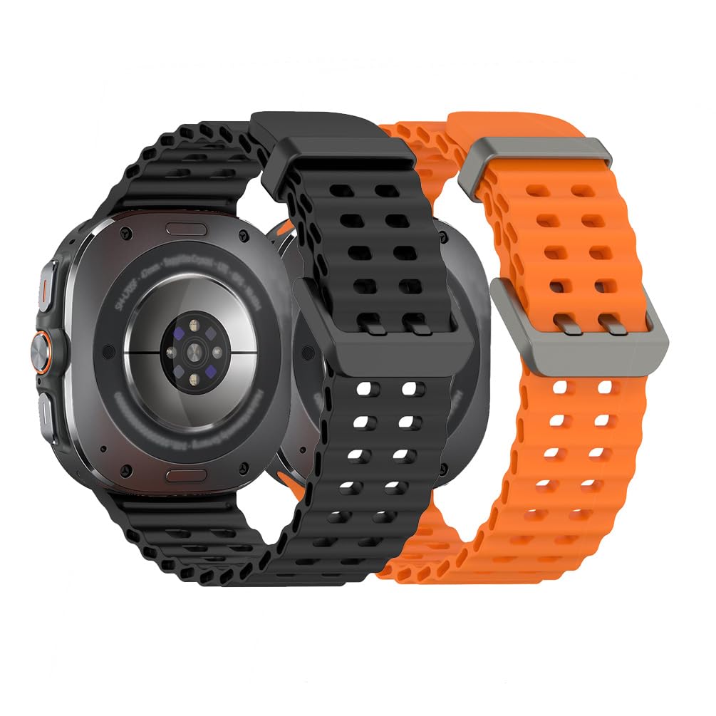 2-Pack Sport Band Compatible for Samsung Galaxy Watch Ultra 47mm (2024), No Gap Soft Breathable Silicone Replacement Straps Men Women