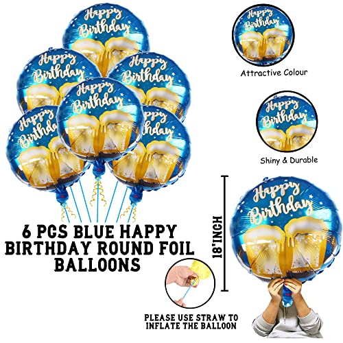 Image of Happy Birthday Round Foil Balloons Cheer Mug Pack of 6
