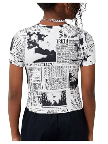 Image of WDIRARA Girl's Camo Print Short Sleeve T Shirt Crew Neck Tee Casual Top