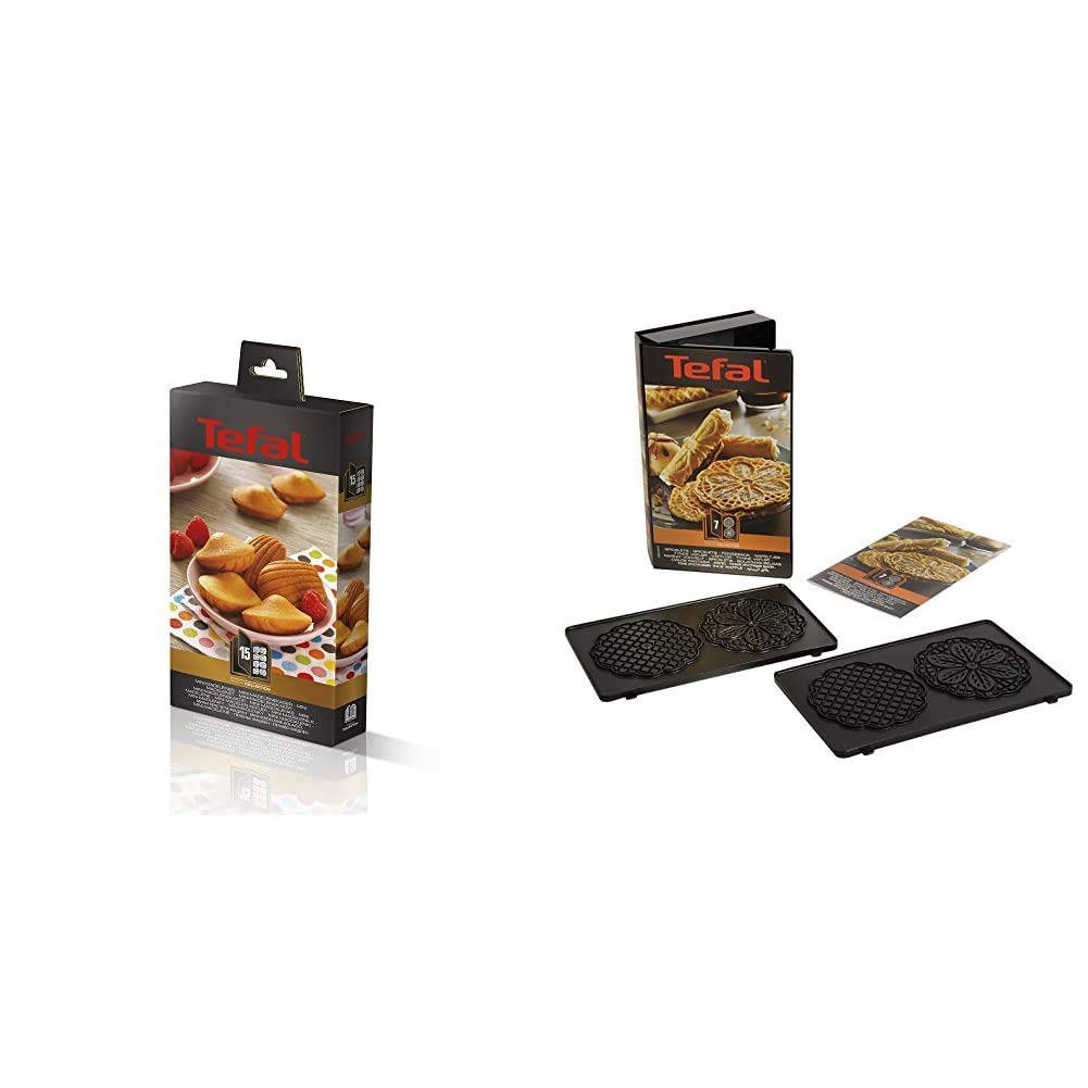 Tefal Snack Collection Teller mit Antihaftbeschichtung Mini Madeleine, Teller Schwarz & XA8007 Snack Collection Platte Feingebäck/Bricelets, Nummer 7