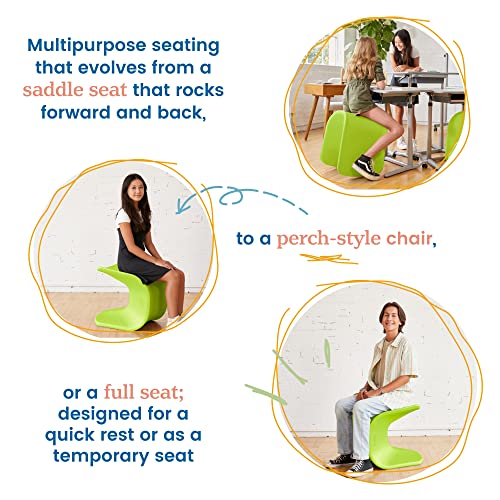 Image of ECR4Kids Wave Seat Perch Stool, 18in - 19.6in Seat Height, Flexible Seating, Lime Green