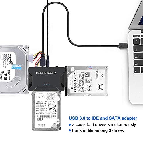 Image of MICROWARE USB 3.0 to IDE /SATA Converter Adapter with Power Switch for 2.5 inch /3.5 inch SATA /IDE /SSD Hard Drive Disks, Support 2TB, Include 12V 2APower Adapter & USB 3.0 Cable