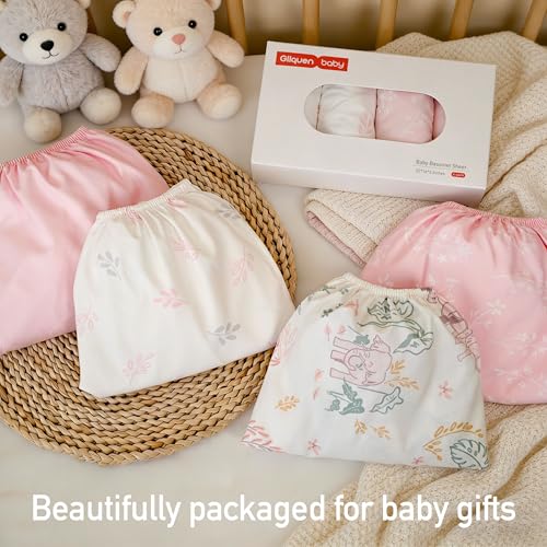Image of Gllquen Baby Bassinet Sheets 4 Pack, Breathable Cozy Fitted Mattress Sheet