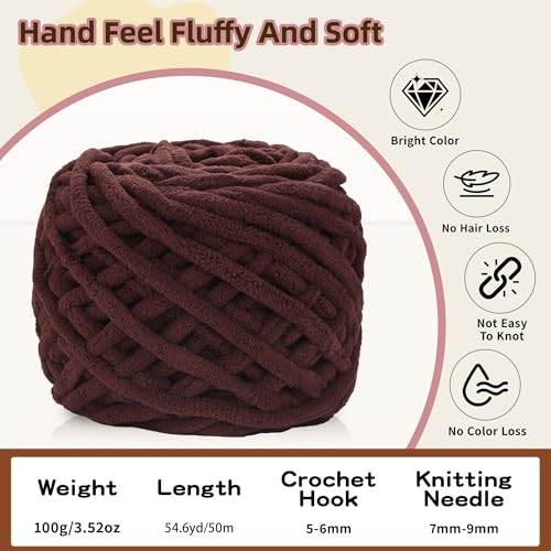Image of Plush Chenille Chunky Yarn for Crocheting 100g(54.6yd) - Bulky Thick Fluffy Yarn for Knitting- Soft Velvet for Baby, Blanket Knitting Blanket Yarns- Amigurumi Yarns (3-Cotton Candy)