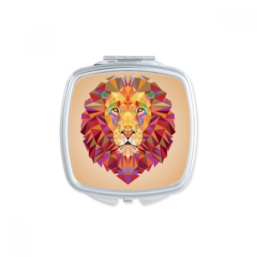 Miroir compact portable petit format avec motif lion rouge et couronne