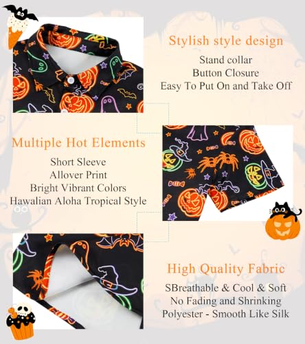 Image of uideazone Boys Novelty Print Short Sleeve Button Down Hawaiian Shirt 5-14Y
