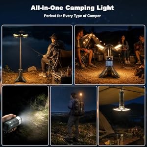 Camping Lights, Rechargeable Telescopic Camping Lights with Stand, 12000mAh Camping Lanterns & Lights with RGB, Magnetic Base, Portable Flashlights for Camping, Hiking, Emergency — photo 6 of 6