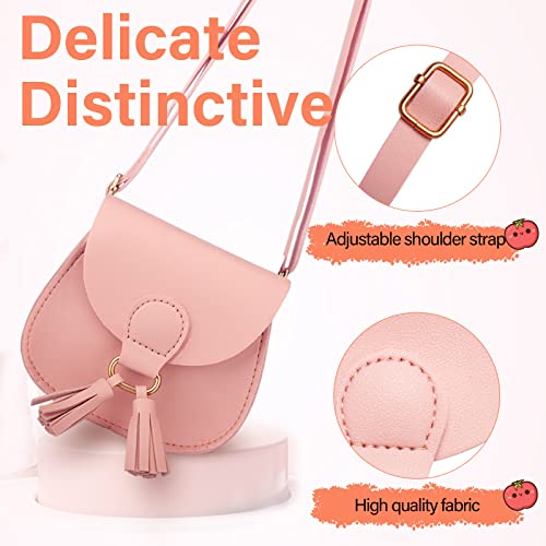 Image of Little Girls Purse for Toddler Kids Girls Leather Crossbody Bag with Tassel (Pink)