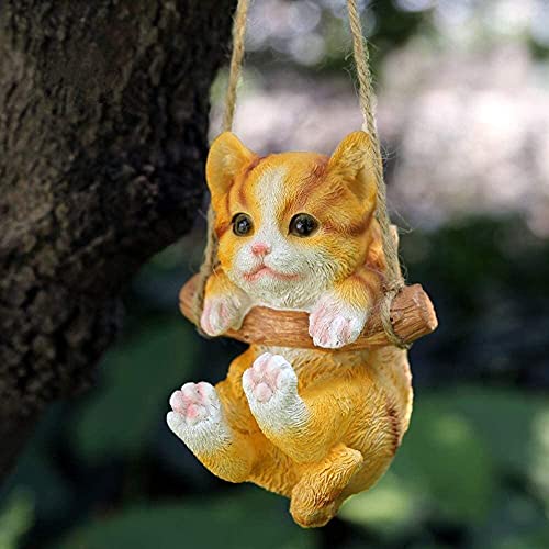 Statue d'Extérieur Chat et Sculpture de Jardin Suspendue Résistante - 4