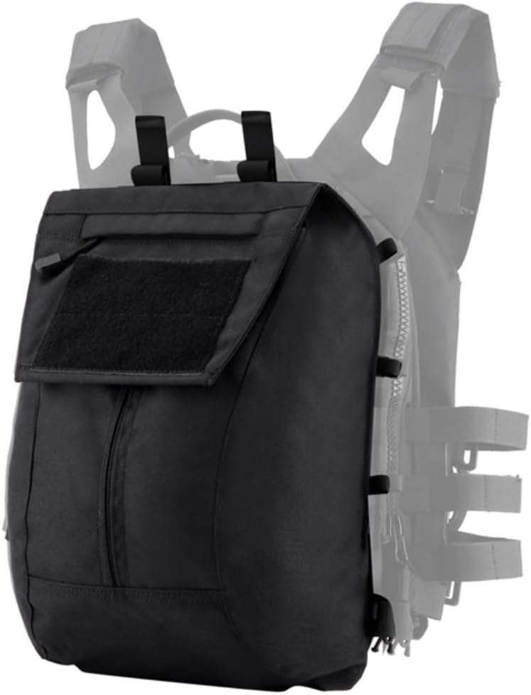 Tactical Pouch Zip-on Panel for AVS JPC2.0 CPC Vest Backpack Airsoft Mesh Poacket Built-in Magazine Snap Closure Hunting Nylon (Tan)