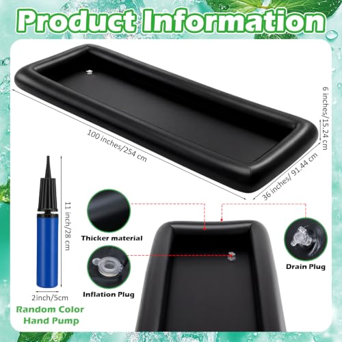Leitee 4 Pcs Large Inflatable Serving Bar Kit 100 x 36 x 6'' Salad Buffet Tray with Drain Plug, Mesh Food Cover and Inflator, Ice Serving Buffet Bar for Beach Party Food Cooler Drink(Black) by Leitee - Used condition - Image 3