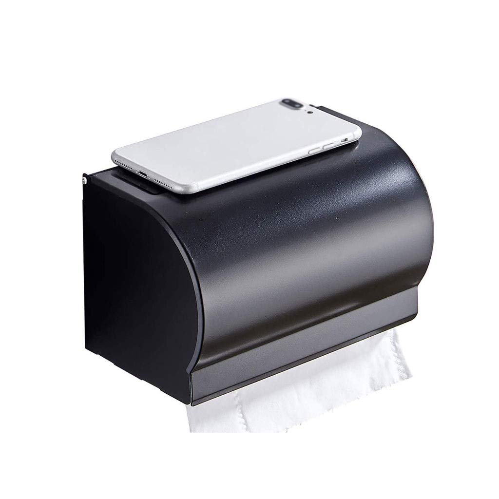 Baño soporte de pared del papel higiénico del titular JFDBGU negro aluminio estante 1