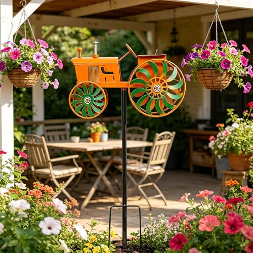 Molino de viento decorativo tipo tractor para terrazas y exteriores 6