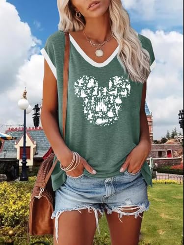 Magical Tank Tops for Women Cute Graphic Printed V-Neck Tee Casual Summer Family Vacation Sleeveless Shirt Tops2