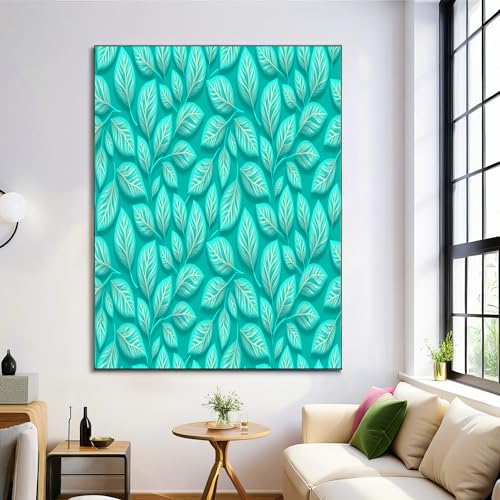 Cuadros decorativos de hojas verdes en lienzo de 60x80 cm para decoración de pared