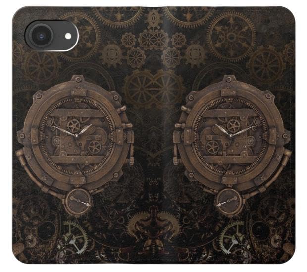 Étui cuir iPhone 17e robuste anti-rayure style rouage horloge - 3