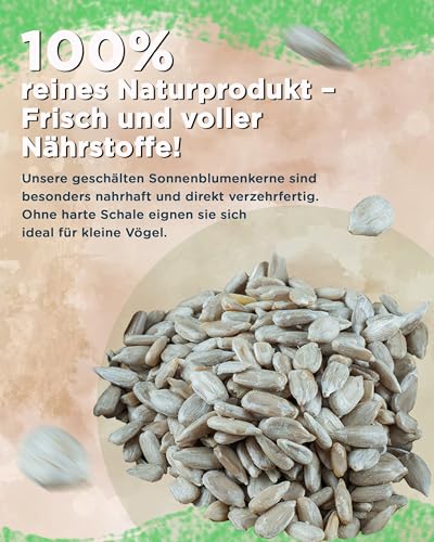 Futterbauer 10 kg Geschälte Sonnenblumenkerne für Vögel, 100% Natur, Nährstoffreiche Energiequelle für Wildvögel, Ohne Schalen & Abfall, Ideal für Futterstellen, Frisch & Hochwertig, Ernte 2025