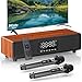 JYX Sound Bar for TV with 2 Wireless Microphones, 50W Surround Sound System Sound Bar, Treble/Bass Control, HDMI ARC/COAX/AUX/USB, Remote Control, TV Soundbar for Gaming/PC/Projector, 15.7 inch