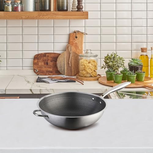 Wok de Acero Inoxidable SHOWERORO con Mango Doble miniatura 5
