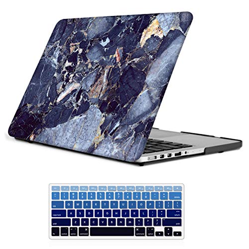 iCasso MacBook Pro 13 Retina Case Rubber Coated Hard Shell Protective Cover for MacBook Pro 13 Inch Retina (No CD-ROM) Model A1425/A1502 (2012-2015 Version) with Keyboard Cover (Blue Marble)