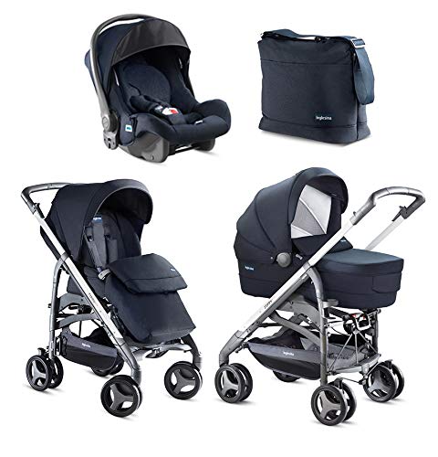 Inglesina Zippy System Pro Sistema Trio 3 in 1 con Passeggino, Carrozzina e Seggiolino Auto, da 0 a 15 Kg, Marina