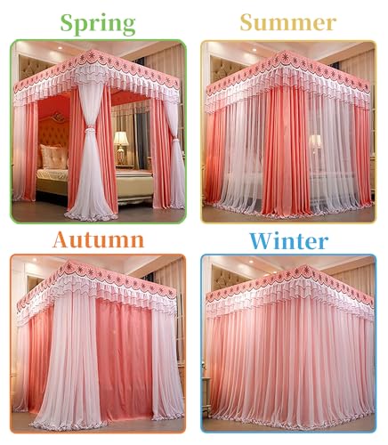 Cama de princesa con dosel de cuatro postes para dormitorio 4
