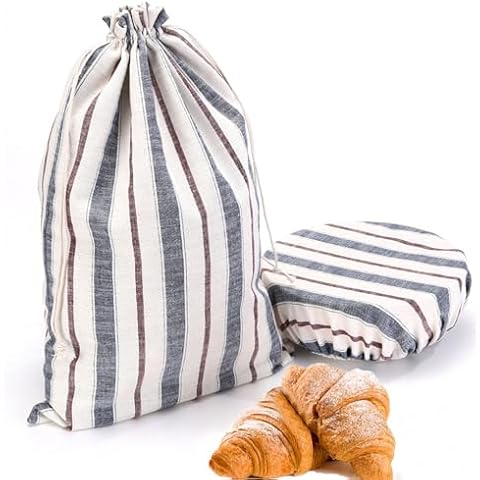 WEIFUTCH 3 Pack Bread Bags for Homemade Bread with Bowl Cover, Sourdough Bread Bags 15.7" x 12" Reusable Linen Bread Bags, Sourdough Bread Baking Supplies Bread Storage Housewarming Gift Cover