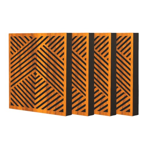 Image of Timber Acoustics Abfuser Mini Acoustic Panel | Diffusion & Absorption | Reduces Echo | For Studios, Home Theatres & Living Spaces | 1ft x 1ft x 2in (Crossline, Set of 4)