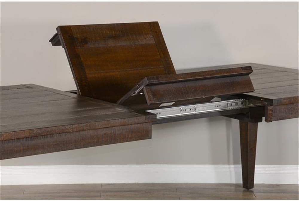 Pemberly Row 90 in Wood Extension Dining Table, Mahogany Solids and Veneers, Tobacco Leaf Finish, 24 in Butterfly Leaf, Tapered Wood Legs, Rustic Style Kitchen or Dining Room Table