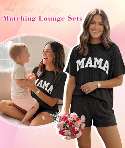 Image of MARZXIN Women 2 Piece Shorts Set 2026 Casual Summer Cruise Outfits Ribbed Loose Short Sleeve Pocket Matching Lounge Sets