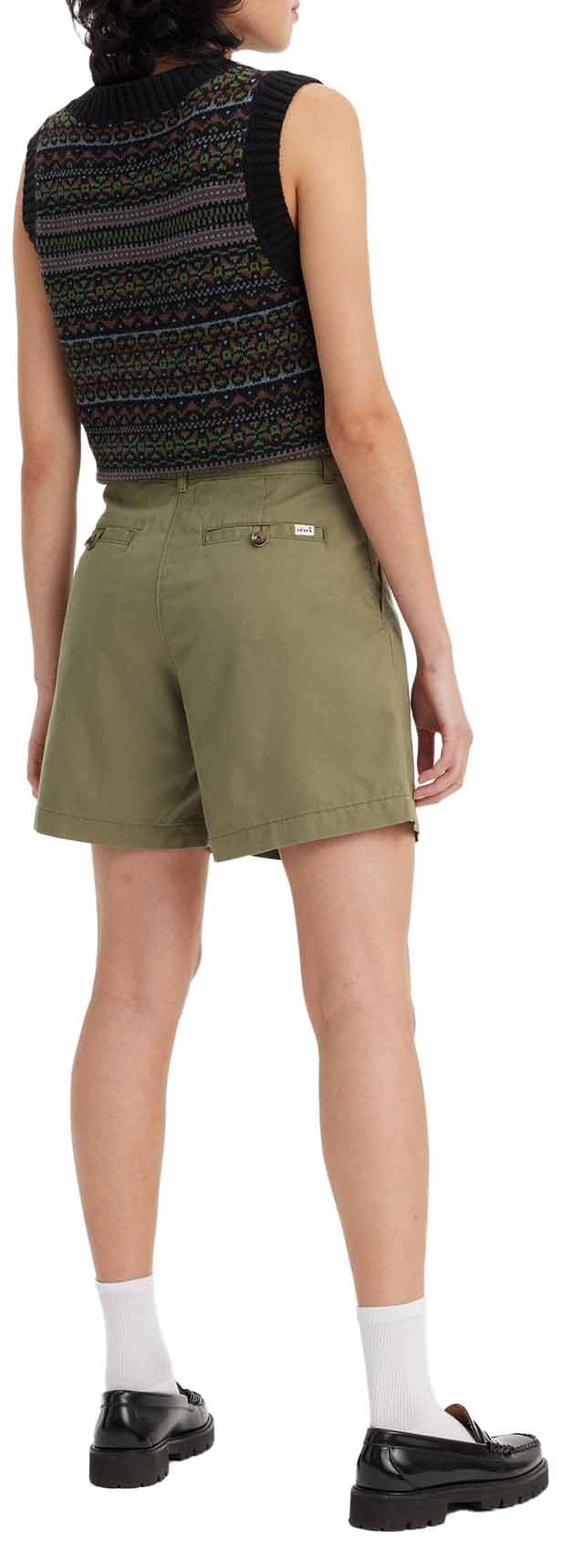 Levi's Pleated Short Greens - Splecione spodnie krótkie i zielone Kobiety
