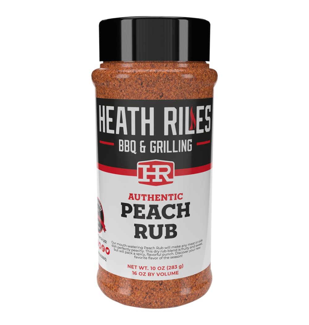 Heath Riles BBQ Rub - Peach Seasoning, Champion Pitmaster Recipe, Legendary Rubs For Smoking & Grilling, 80+ BBQ Championships, 10 oz.