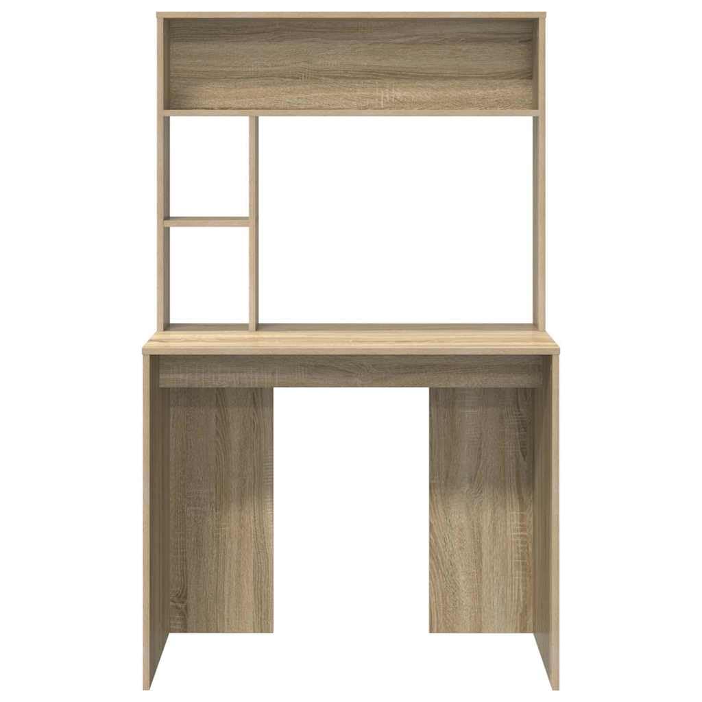 Hothingwell Scrivania in legno di ingegneria, 91 x 50 x 149 cm | Design moderno, scaffali incorporati, superficie liscia, facile manutenzione, per ufficio a casa o studio