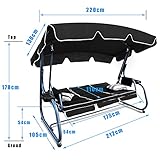Hollywoodschaukel 3-Sitzer mit Liegefunktion mit Verstellbarer Sonnendach - 3
