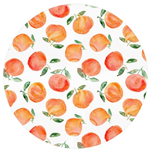 Qsirbc Watercolor Oranges Round Tablecloth 48 Inch, Durable Waterproof Table Cloth, Washable Fabric Table Cover Perfect For Spring, Summer, Dining Room, And Party #TOP1