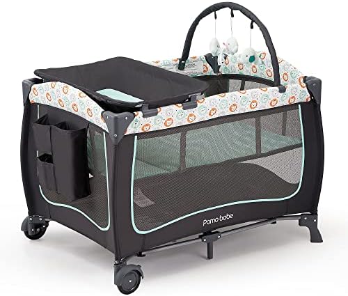 Pamo Babe Portable Crib for Baby Nursery Center Playard Baby Playpen Travel Crib Diaper Changer with Mattress