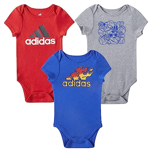 Image of adidas baby-boys 3-pack Short Sleeve Bodysuit Set