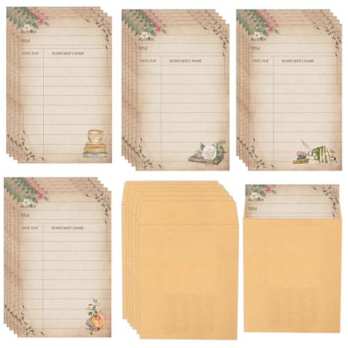 Pochettes pour cartes de bibliothèque auto-adhésives pour organiser vos caisses de livres