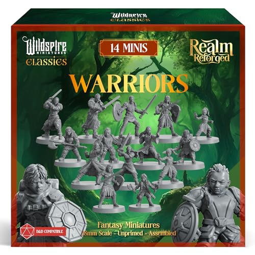 Warriors Class Set - Barbarians Fighters Monks - Characters NPC for DND Miniatures Bulk I 28mm Dungeon Dragons D&D Miniatures I DND Minis D&D Figures I Pathfinder Daggerheart Realm Reforged