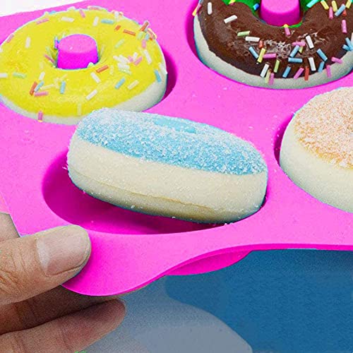 ROYALTEC Silicone Donut Moulds – 3 Pack Non-Stick BPA-Free Trays (18 Cavities) – Oven, Microwave & Dishwasher Safe – Colourful Donut Baking Set (Green, Orange, Pink) - Image 5