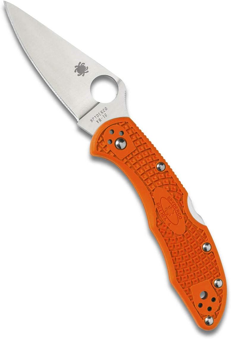 Spyderco Delica 4 Lightweight 7.15 Signature Folding Knife with 2.90 Flat-Ground Steel Blade and High-Strength FRN Handle - PlainEdge Grind