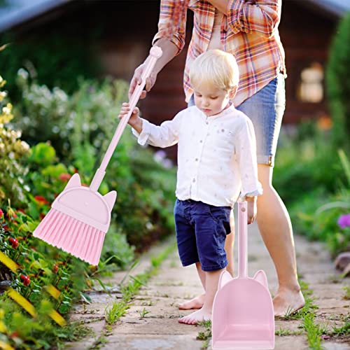 Image of Happyyami Mini Broom with Dustpan Housekeeping Helper Set Kids Cleaning Dustpan Plastic Little Dustpan Broom for Household Sweeping Parts Accessories Pink