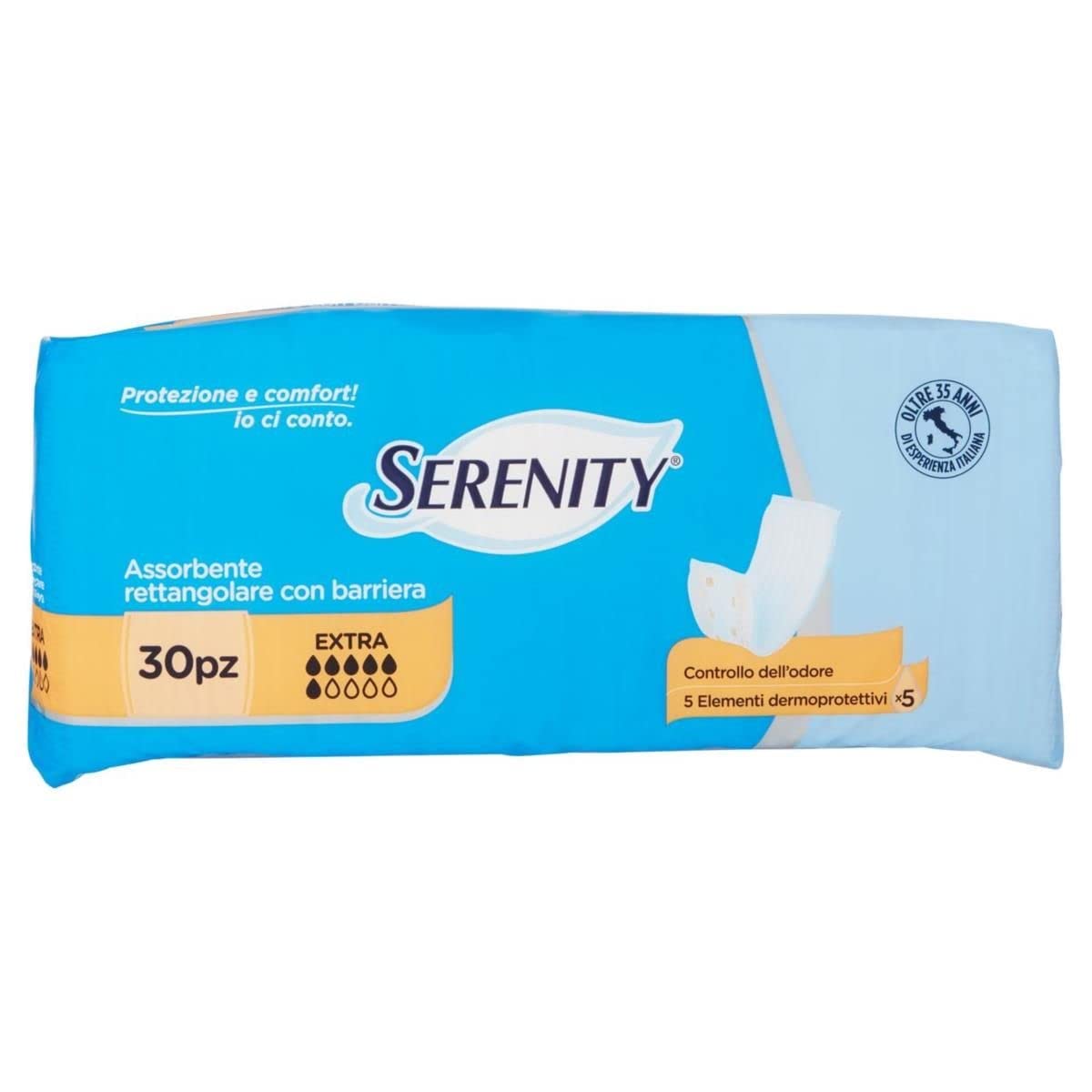 Serenity Assorbente Rettangolare con Barriera Extra, 30 Pezzi