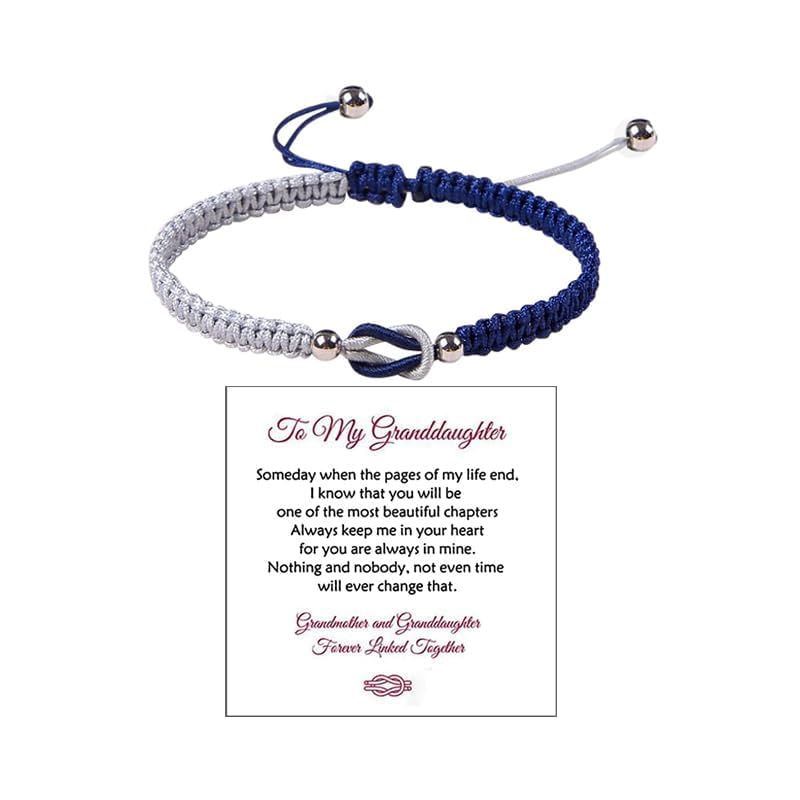 To My Granddaughter-Infinity Forever Love Heart Bracelet, Natural Emperor Stone Double Layer Purple Beaded Woven Wrap Bracelets Adjustable Mind Peace Gift Jewelry