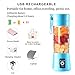 Portable Electric USB Juicer Blender Cup - Mini Blender for Shakes, Smoothies & Juice - 380ml, Six Blades - Blue